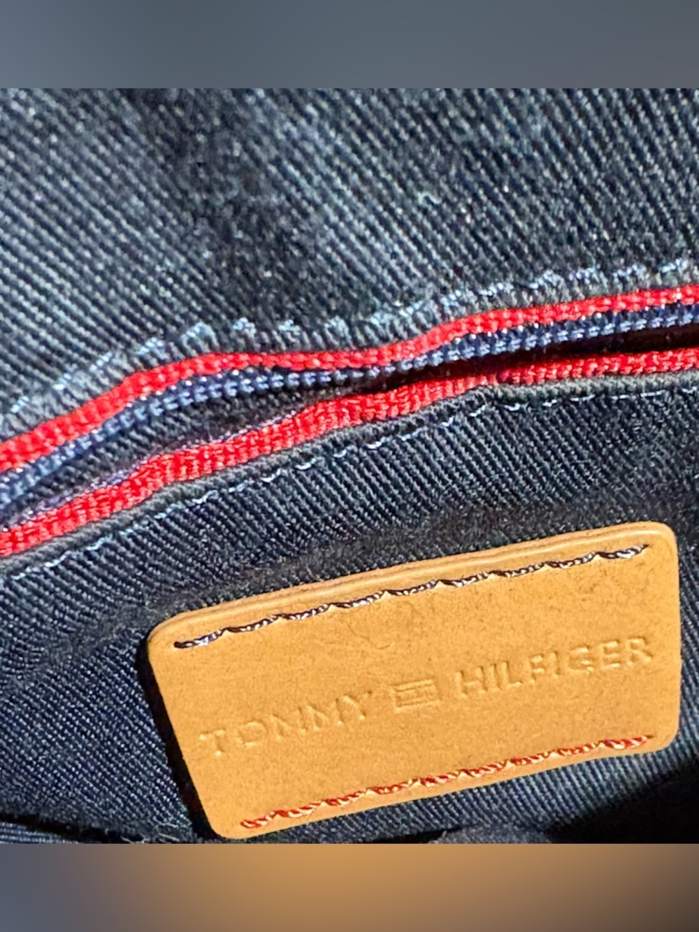 Tommy Hilfiger Denim Shoulder Bag with Red and Blue Strap Y2K - Picture 12 of 12